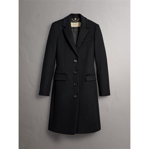 Burberry Wool Cashmere Tailored Coat In Black 